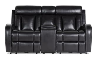 Tuxedo Black 73'' Power Reclining Console Loveseat with Power Headrest