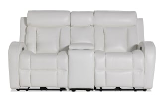 Tuxedo White 73'' Power Reclining Console Loveseat with Power Headrest