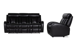Tuxedo Black 84'' Power Reclining Sofa & Recliner with Power Headrest