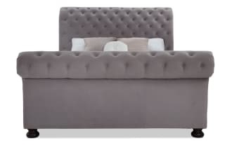 Hollywood King Gray Upholstered Sleigh Bed