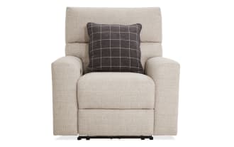 Modern Farmhouse Beige Power Recliner with Power Headrest