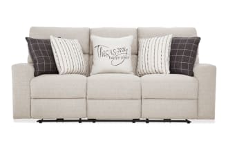 Modern Farmhouse Beige 86'' Power Reclining Sofa with Power Headrest