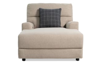 Modern Farmhouse Beige Power Reclining Chaise Lounge with Power Headrest