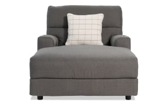 Modern Farmhouse Gray Power Reclining Chaise Lounge with Power Headrest