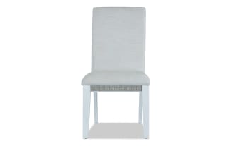 Glamour Silver & White Solid Back Upholstered Dining Chair