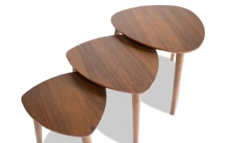 Bettie Walnut Triangle Nesting Table (Set of 3)