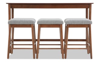 Bettie 4 Piece Walnut & Gray Upholstered Sofa Table Set