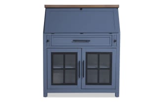 Modern Farm Blue & Brown Drop Lid Desk with Drawer