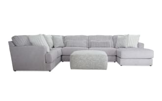 Sofia Gray 159'' 4 Piece Right Arm Facing Chaise Sectional with Ottoman