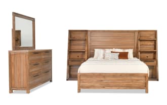 Canyon 5 Piece King Light Oak Wall Bedroom Set