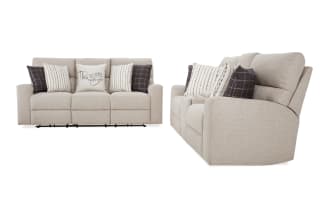 Modern Farmhouse Beige 86'' Power Reclining Sofa & 76'' Loveseat with Power Headrest