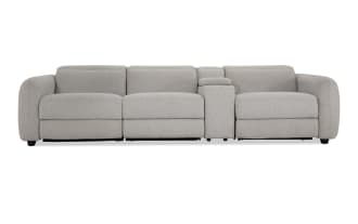 Moonlight Dove 130'' Power Reclining Sofa with Armless Recliner & Power Headrest