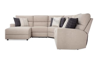 Modern Farmhouse Power Reclining 6 Piece Chaise Sectional with Power Headrest