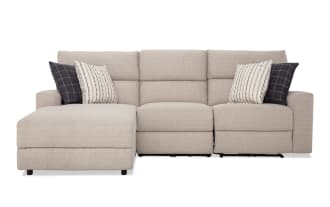 Modern Farmhouse Power Reclining 3 Piece Chaise Sectional with Armless Chair & Power Headrest