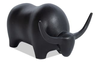 Black Ceramic Bull Sculpture