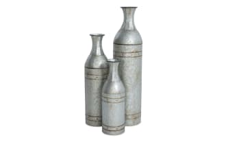 Set of 3 Gray Metal Floor Vases