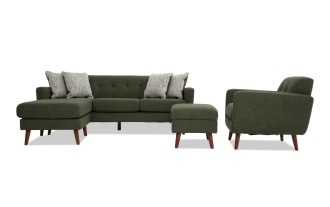 Bettie Avocado 86'' Chofa, Chair & Storage Ottoman