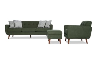 Bettie Avocado 86'' Sofa, Chair & Storage Ottoman 