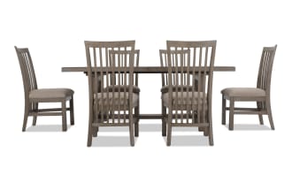 Artisan 7 Piece Gray Upholstered Extendable Dining Set