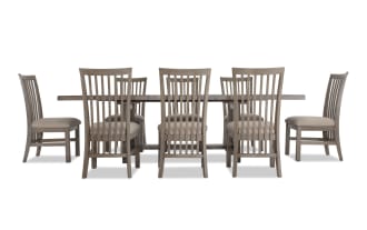 Artisan 9 Piece Gray Upholstered Extendable Dining Set