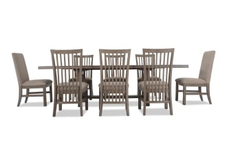Artisan 9 Piece Gray Upholstered Extendable Dining Set