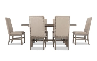 Artisan 7 Piece Gray Upholstered Extendable Dining Set