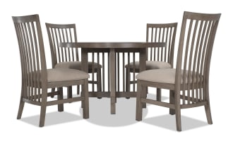 Artisan 5 Piece Gray Round Upholstered Dining Set
