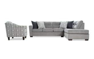 Dylan Slate 112'' 2 Piece Right Arm Facing Chaise Sectional with Accent Chair