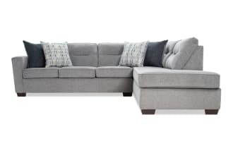 Dylan Slate 112'' 2 Piece Right Arm Facing Sleeper Chaise Sectional with Queen Gel Mattress