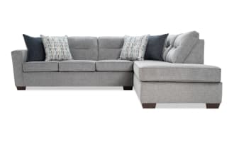 Dylan Slate 112'' 2 Piece Right Arm Facing Sleeper Chaise Sectional with Queen Cooling Mattress