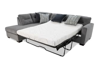 Dylan Slate 112'' 2 Piece Left Arm Facing Sleeper Chaise Sectional with Queen Cooling Mattress