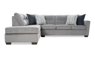 Dylan Slate 112'' 2 Piece Left Arm Facing Sleeper Chaise Sectional with Queen Cooling Mattress