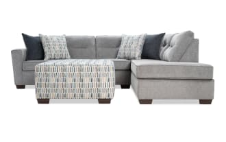 Dylan Slate 112'' 2 Piece Right Arm Facing Sleeper Chaise Sectional with Queen Gel Mattress & Ottoman