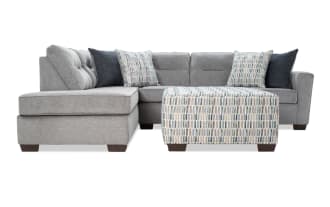 Dylan Slate 112'' 2 Piece Left Arm Facing Sleeper Chaise Sectional with Queen Cooling Mattress & Ottoman