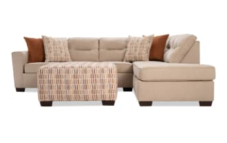 Dylan 2 Piece Sleeper Chaise Sectional with Gel Mattress & Ottoman