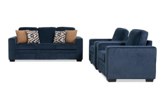 Homeworks Navy 83'' Sofa & 2 Chairs with USB & USB-C Ports