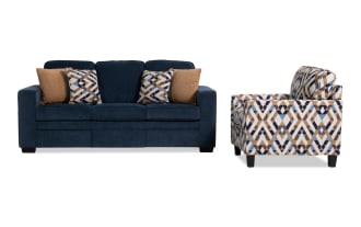 Homeworks Navy 83'' Sofa & Accent Chair with USB & USB-C Ports