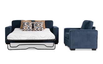 Homeworks Navy 83'' Sleeper Sofa with Queen Cooling Mattress & Chair