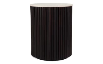 Florence Espresso & White Marble Solid Wood Round End Table