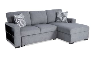 Playday Gray 93'' 2 Piece Right Arm Facing Pop-Up Sleeper Chaise Sectional with USB & USB-C Ports