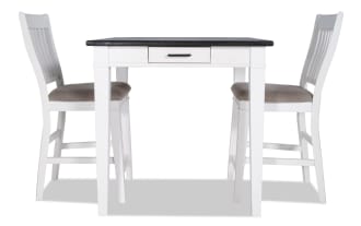 Montana 3 Piece White & Beige Upholstered Counter Height Dining Set