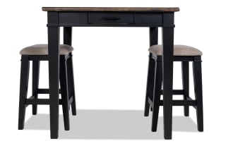 Montana 3 Piece Black & Beige Upholstered Counter Height Dining Set
