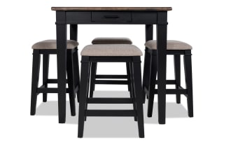 Montana 5 Piece Black & Beige Upholstered Counter Height Dining Set