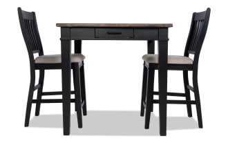 Montana 3 Piece Black & Beige Upholstered Counter Height Dining Set