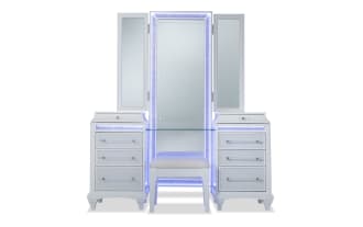Glamour White 8 Drawer Vanity Set