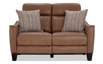 Empire Cognac Leather 59'' Power Reclining Loveseat with Power Headrest