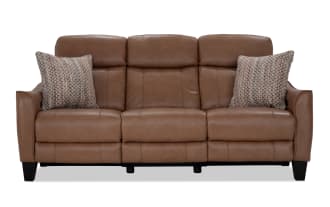 Empire Cognac Leather 82'' Power Reclining Sofa with Power Headrest