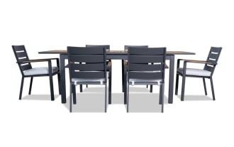 Laguna 7 Piece Gray Aluminum Outdoor Dining Set