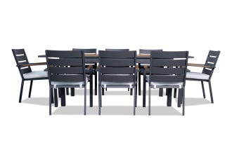 Laguna 9 Piece Gray Aluminum Outdoor Dining Set