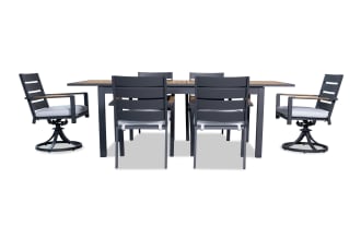 Laguna 7 Piece Gray Aluminum Outdoor Dining Set